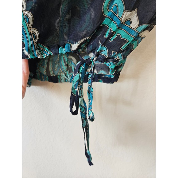 NWT Lucky Brand Sheer Boho Paisley Peasant Top, Size XS - Picture 4 of 12